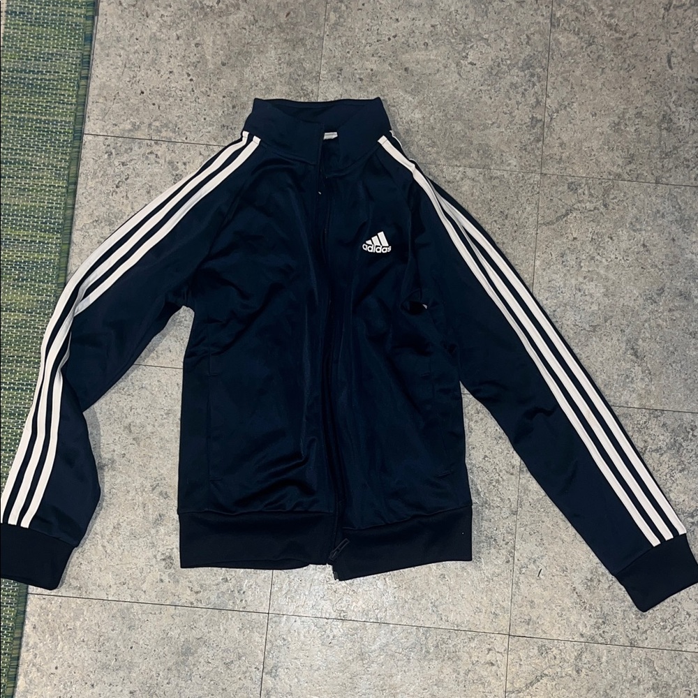 Adidas Navy Jacket with White Stripes